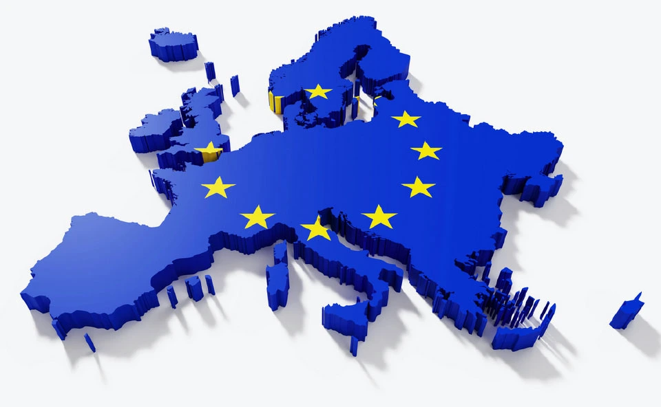 Map of Europe with EU stars